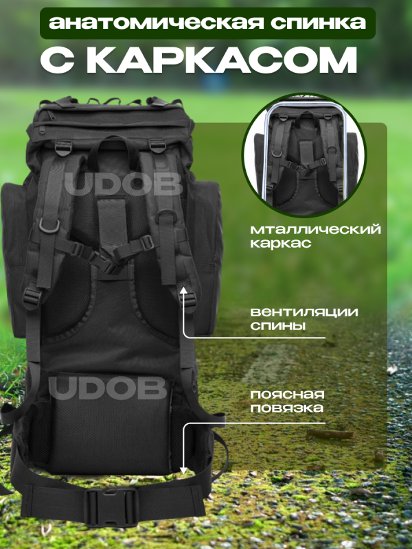 Рюкзак тактический 120л черный — изображение 3